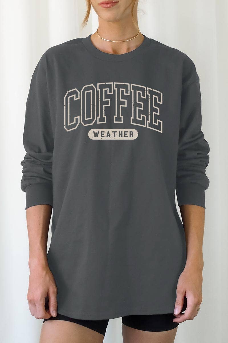 COLORBEAR – wholesale T-shirt (graphic) – women's – Coffee Weather Graphic Plus Long Sleeve Tee6