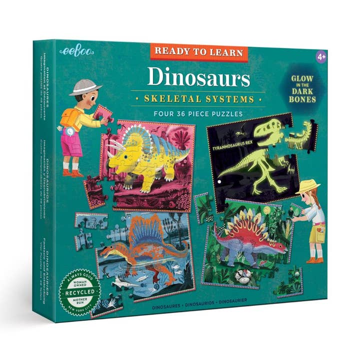 Eeboo Dinosaurs Ready to Learn 36 Piece 4 Jigsaw Puzzle Set for wholesale by Just Imagine Toys