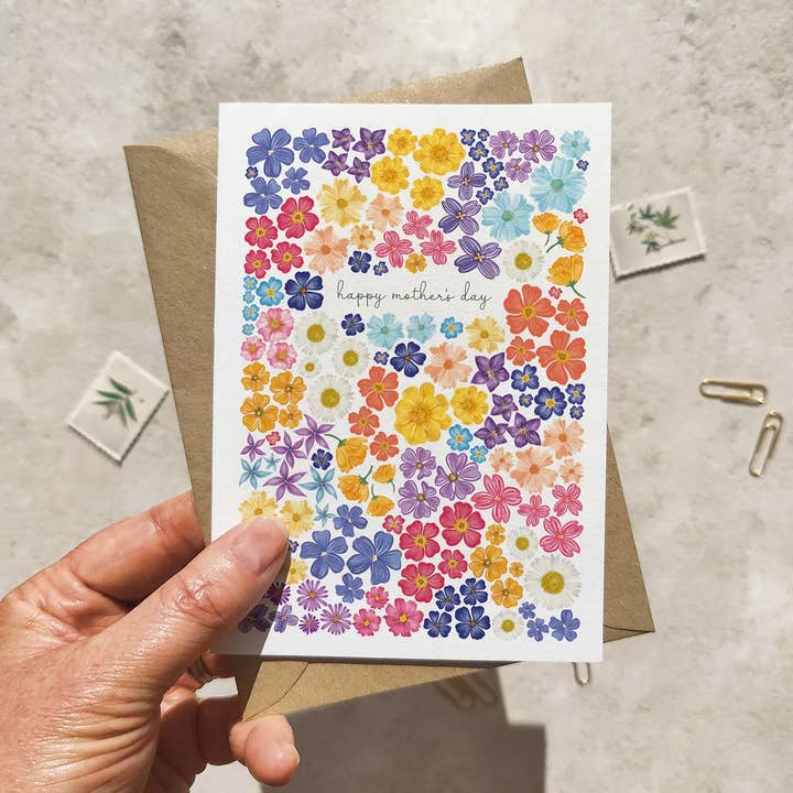 Ditsy Flowers Folded Mother’s Day Card and Envelope for wholesale by Paper Willow