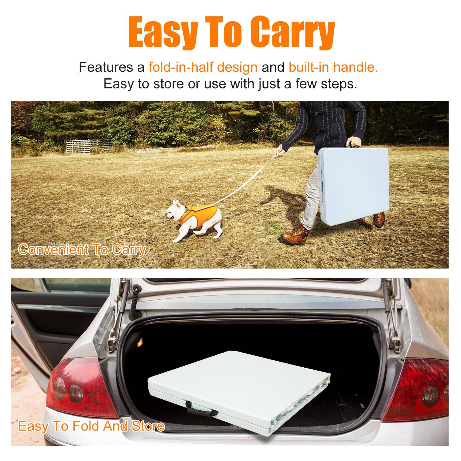 39F Inc. - Wholesale Patio Table - 4/6/8ft  Folding Table for Camping, Picnics & Parties, White6