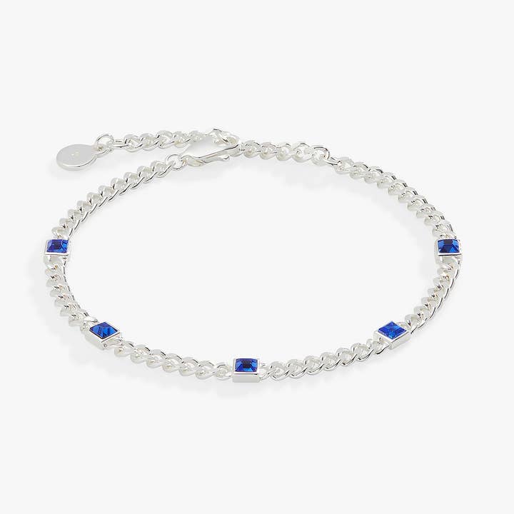 September Birthstone Sapphire Curb Chain Bracelet for wholesale by Alex and Ani
