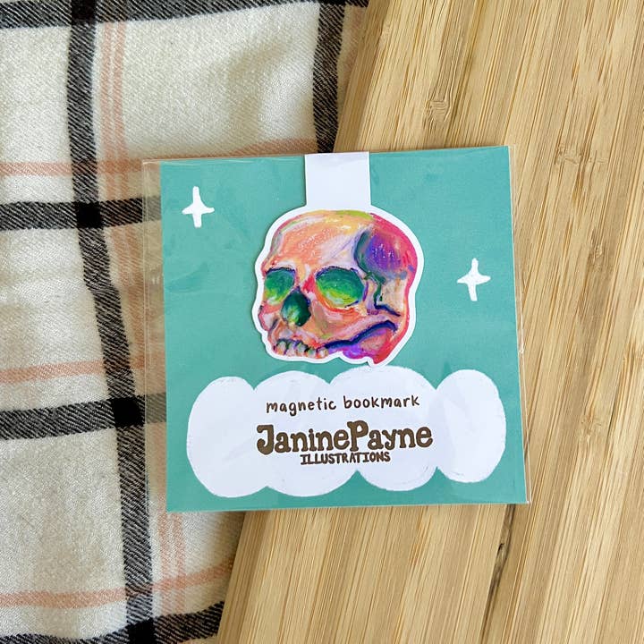 Janine Payne Illustrations - Wholesale Bookmark - Skull | Magnetic Bookmark1