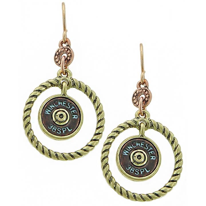 FR3340 Bague en corde torsadée à balle patinée Boucles d'oreilles Winchester pour la vente par 0011 PREMIERE