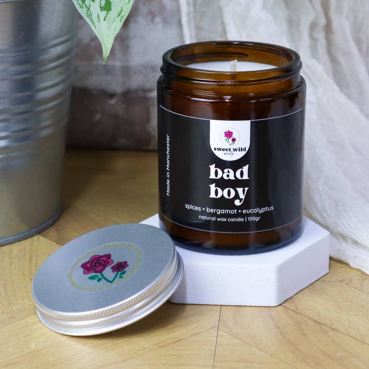 Natural wax Candle Bad Boy - spices • bergamot • eucalyptus for wholesale by Sweet Wild Scents