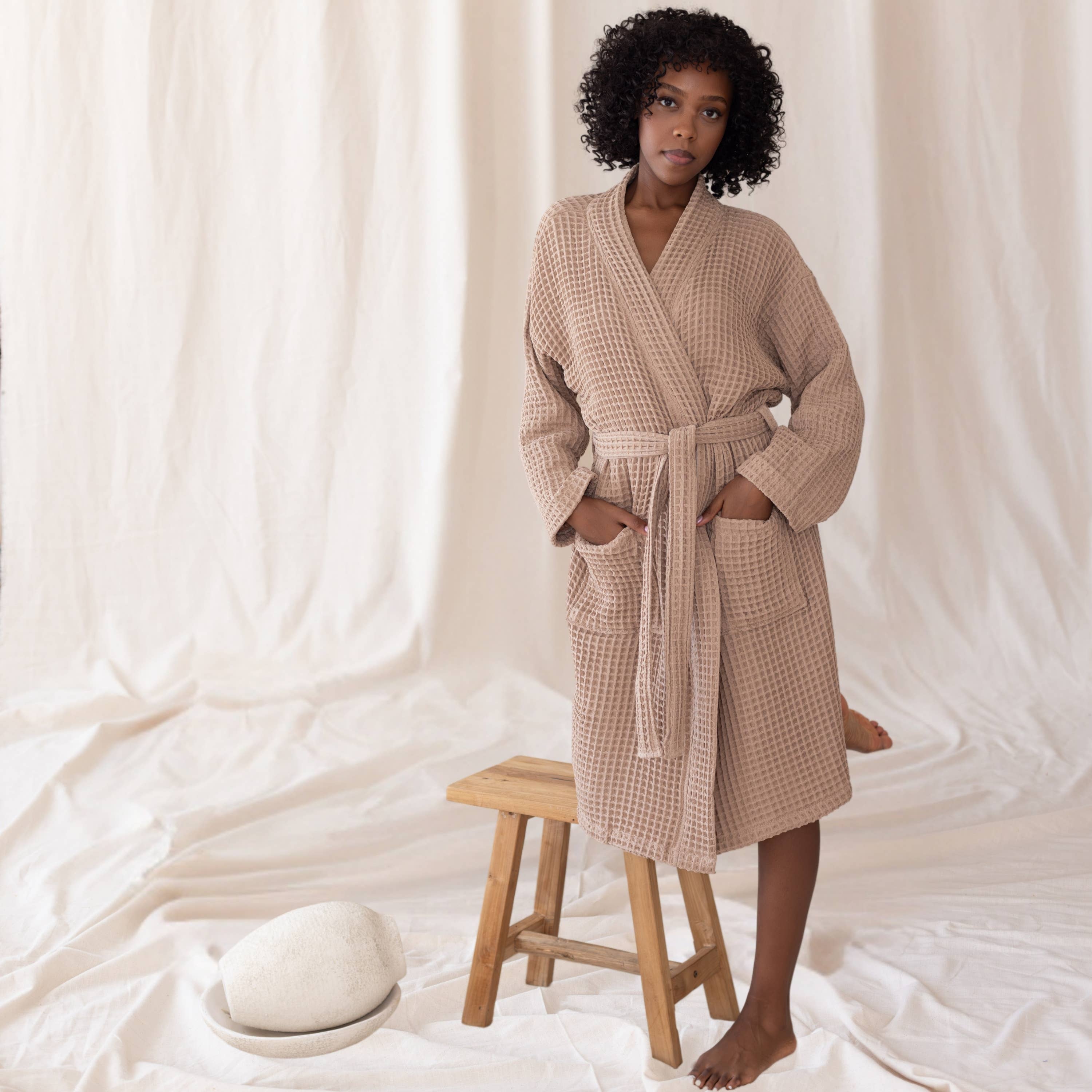 Vivamaison - Wholesale Robe - Unisex - Luxurious Waffle Kimono Bathrobe, 100% Cotton, Unisex Style33