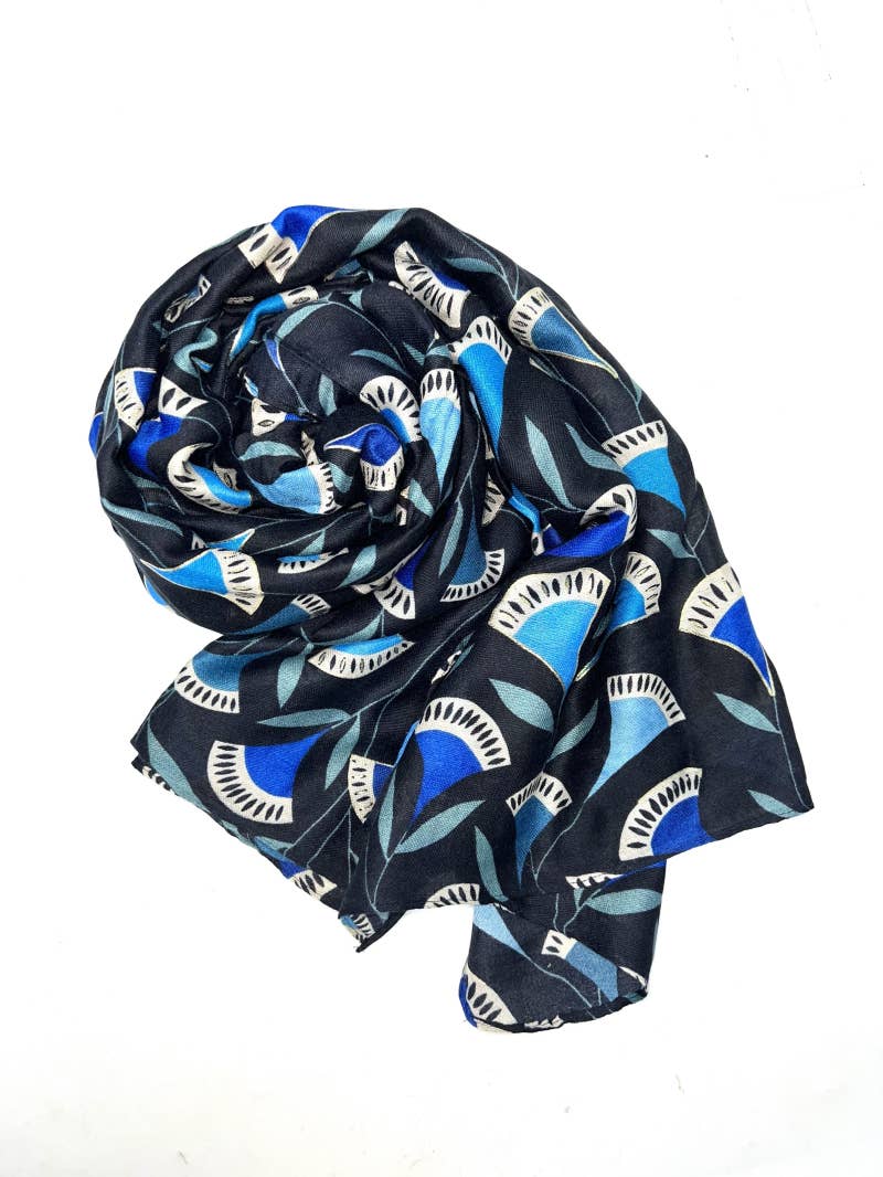 LINETA – Großhandel Kopftuch – Damen – HH-242 Schal mit geometrischem Muster und Goldakzenten10