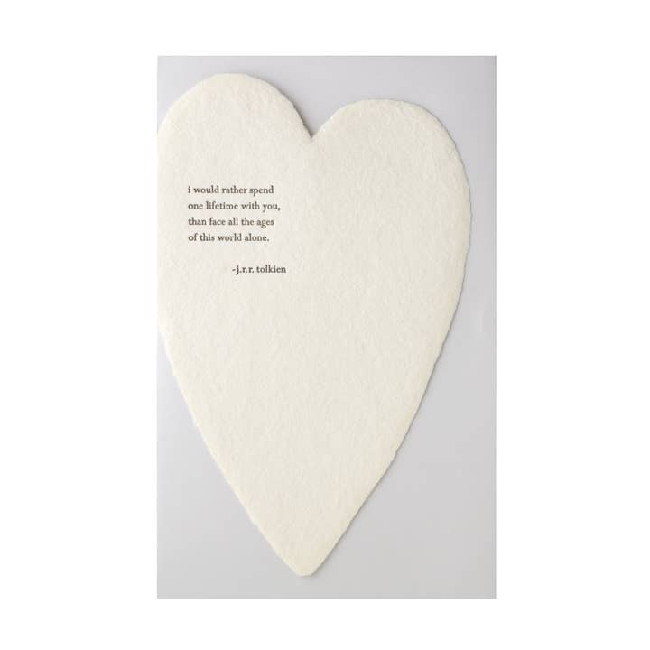 J. R. R. Tolkien Quote Letterpressed Heart Folded Card for wholesale by Oblation Papers & Press