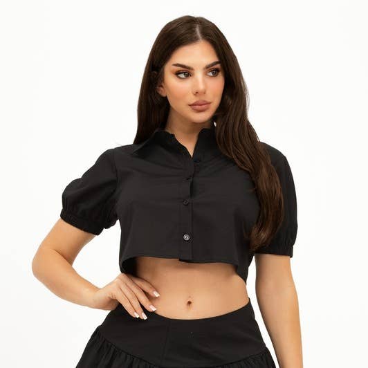 Ensemble haut à boutons devant et jupe bouffante pour la vente par New Trend On