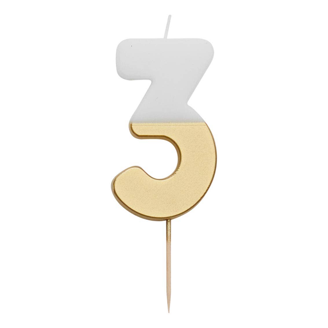 Talking Tables USA - Wholesale Cake Candle - White & Gold Birthday Number Candles | 0-9 | Single |3