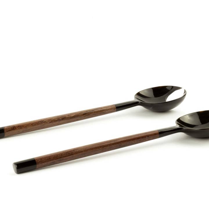 rivêt - L'Indochineur - Wholesale Assorted Cutlery Set - Small Crab Claw-Shaped Round Cutlery in Black Horn and Wood