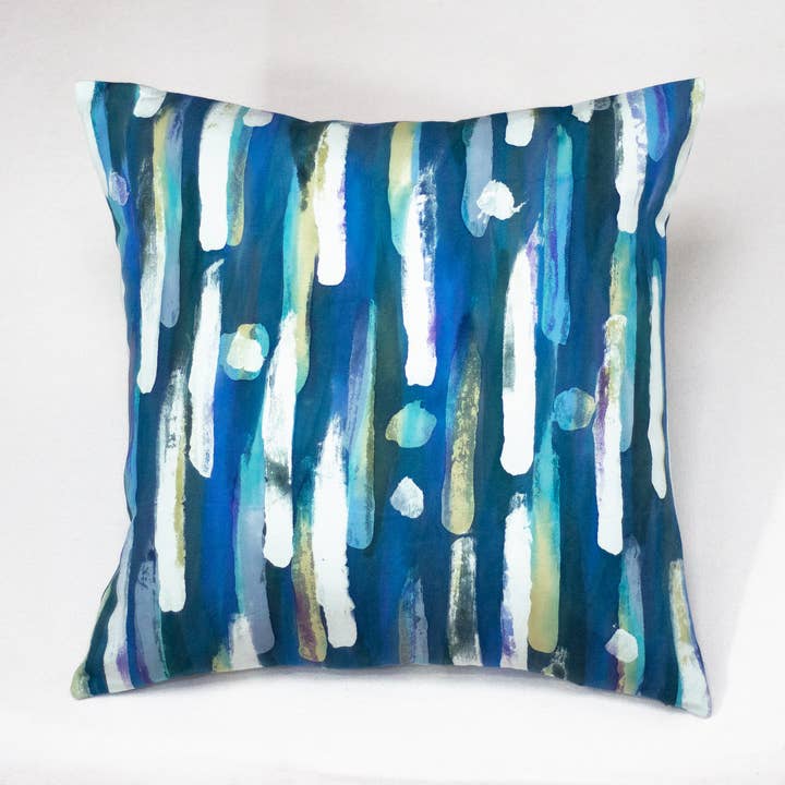 Hand Painted Pillow Covers Blue Rain for wholesale by WinterSun + NuevoSol