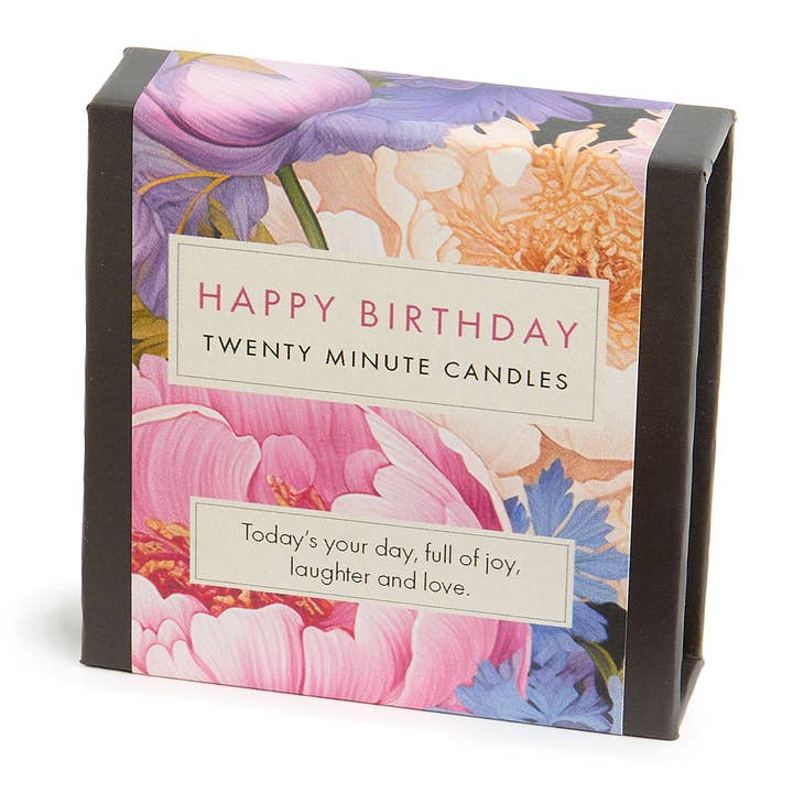 Cotton & Grey - Wholesale Tapered Candle/Candlestick - Signature Collection - Happy Birthday (Floral)