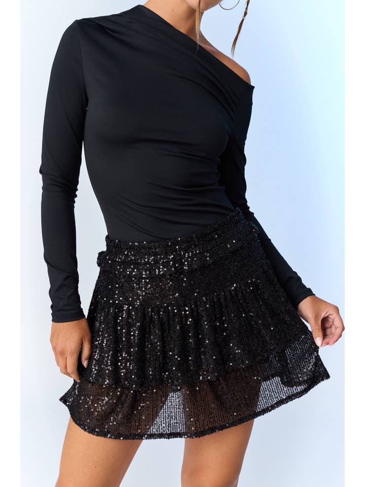 Papermoon - Wholesale Skirt - Women's - PS18588 - Alice Sequin Double Tier Skirt3