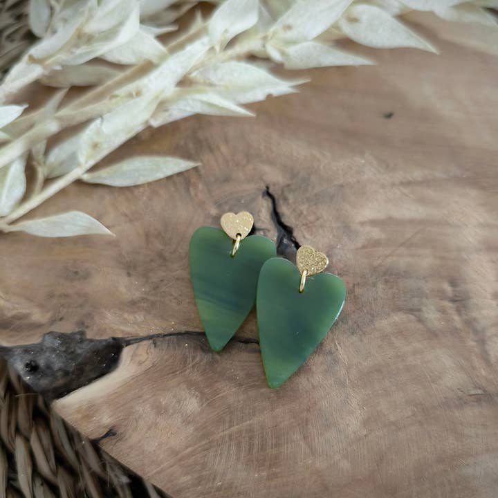 Les Noeuds de Maman - Wholesale Dangle Earrings - Mini heart khaki earrings0