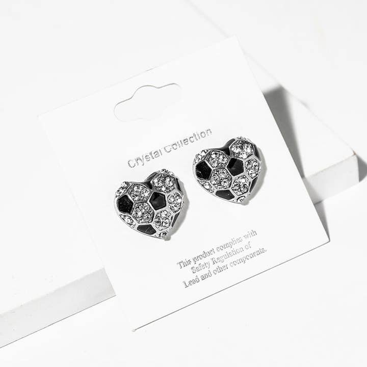 Sensibling Corp. - Wholesale Stud/Post Earrings - Soccer Crystal Pave Heart Stud Earrings3