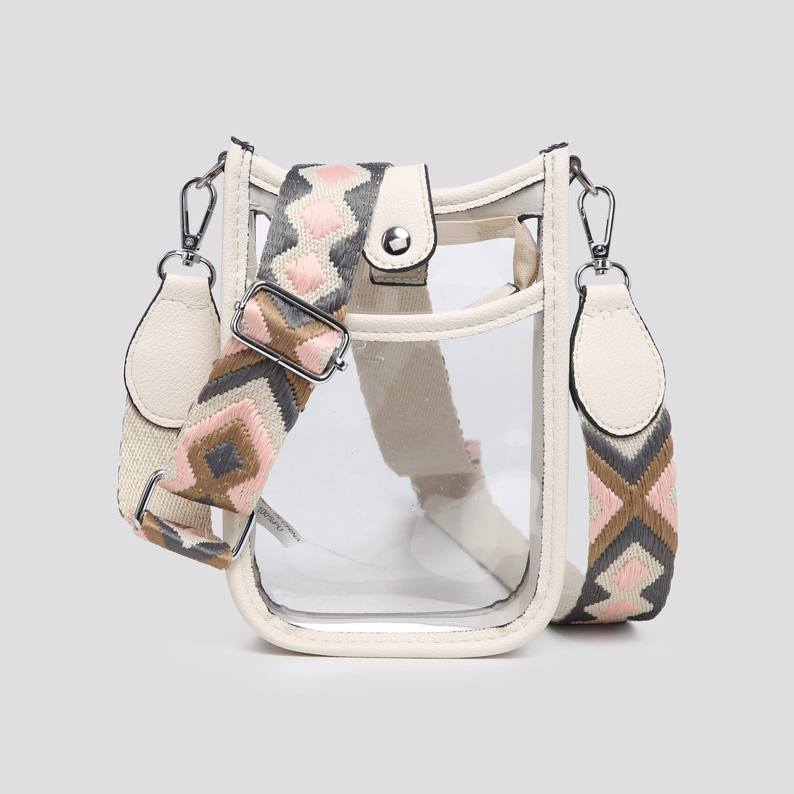 BEIGE BLACK FUCHSIA GREEN NAVY ORANGE JNY3204S2526 Transparent Plastic Mini Crossbody Bag for wholesale on Faire4