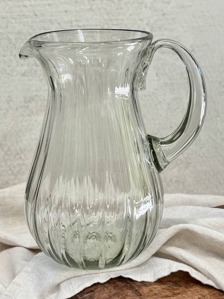 Handblown Fluted Pitcher for wholesale by Villa Lua Home