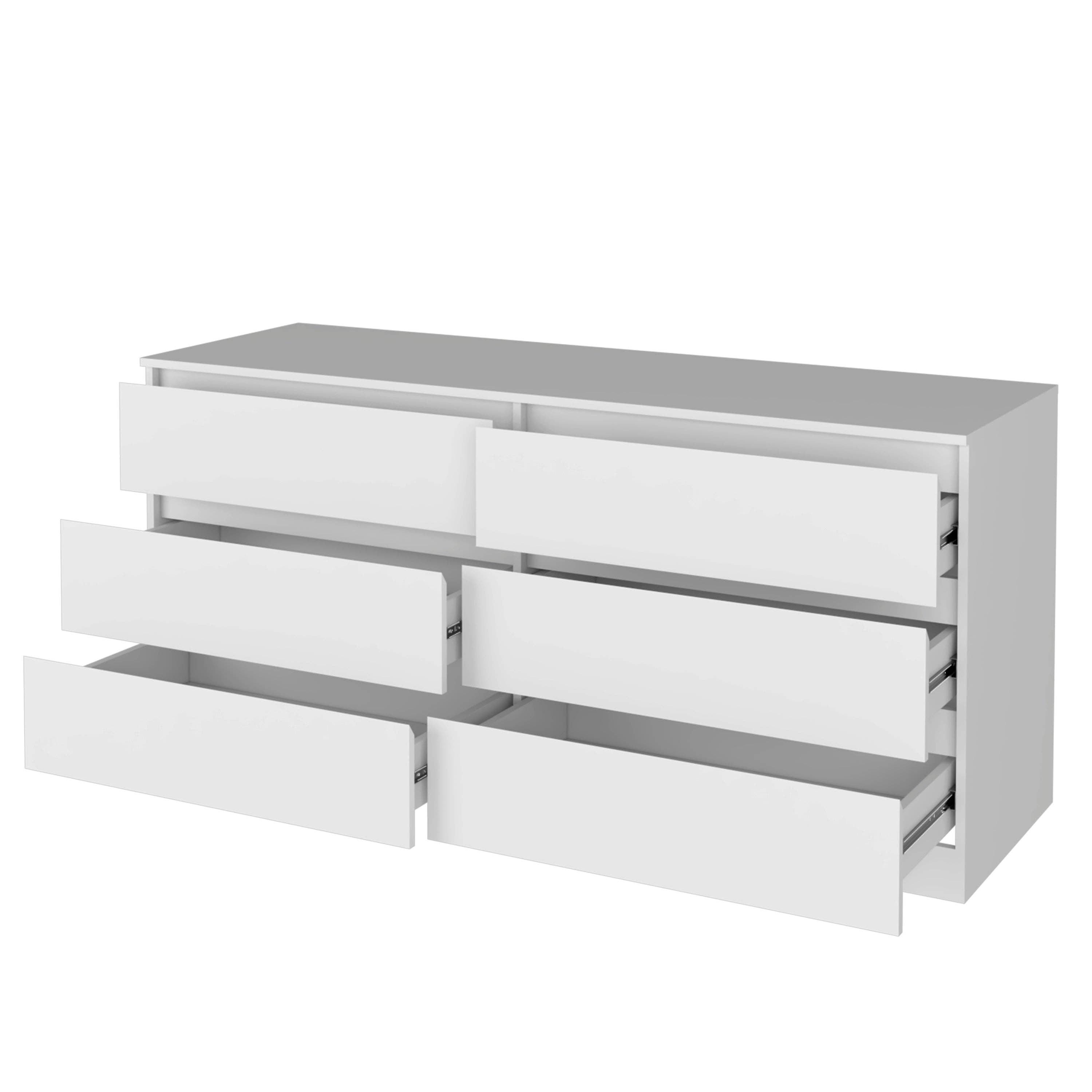 Blank Asteria double dresser in melamine, six drawers for wholesale on Faire3