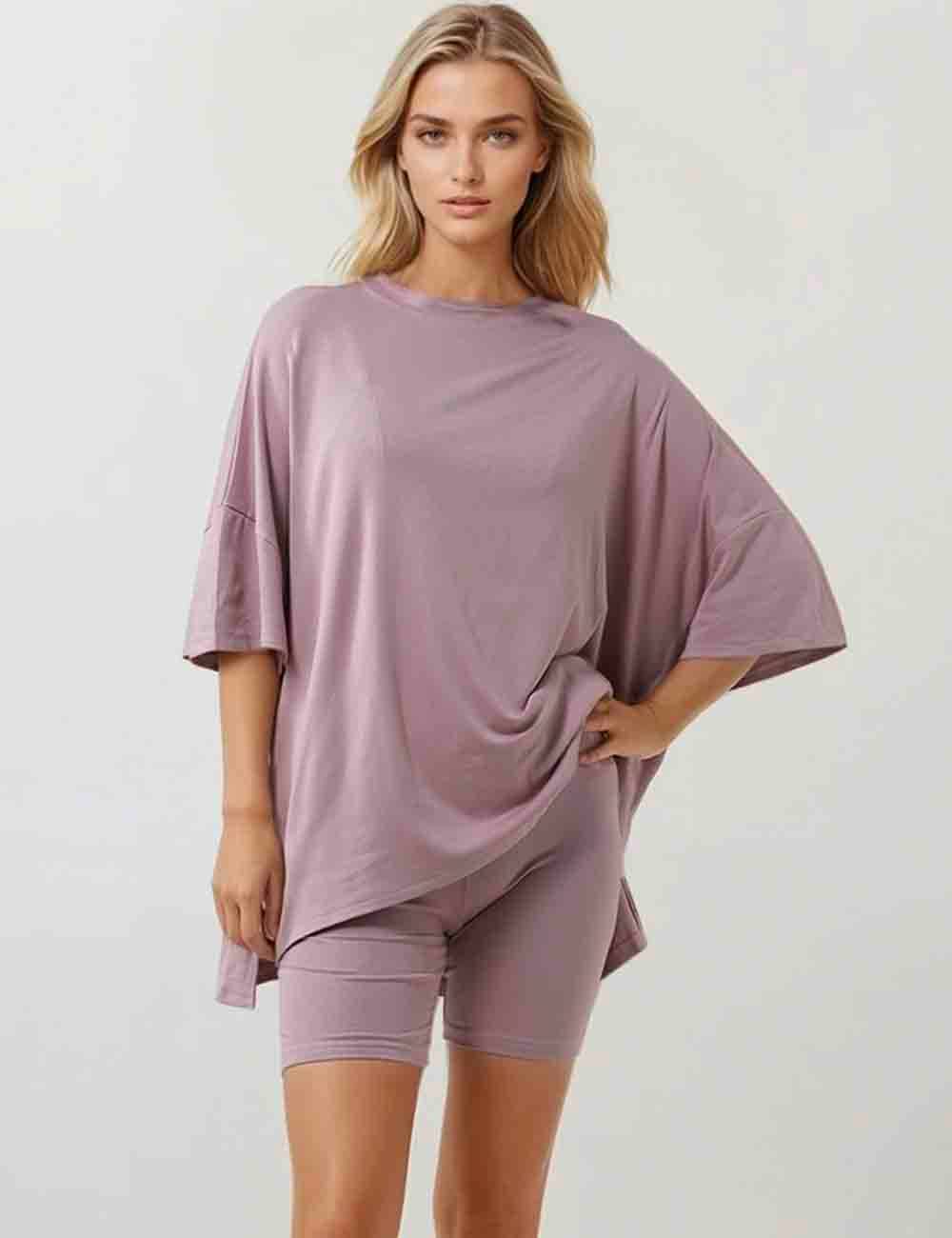 Sweetkama - Wholesale Lounge Set - Women's - Ladies Loose Top and Shorts 2PCS Casual Tee Set SKST2312925