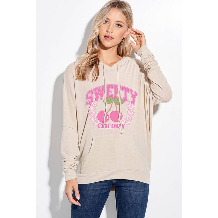 Kersenprint Hoodie met Lange Mouwen Top voor wholesale door Phil Love