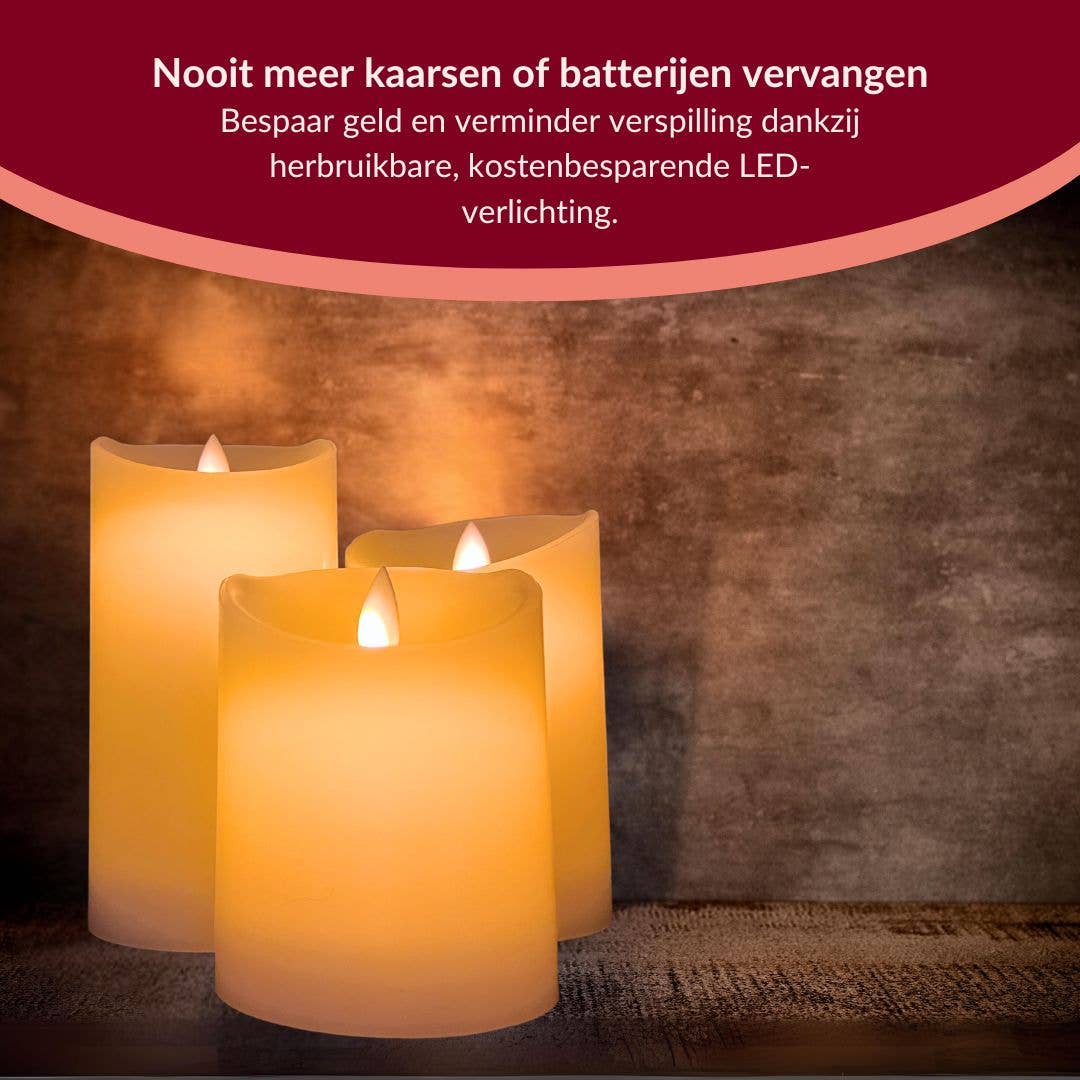 a sunny day – Großhandel Flammenlose Kerze – Wiederaufladbare LED-Kerzen mit bewegter Flamme - 3 Stück5