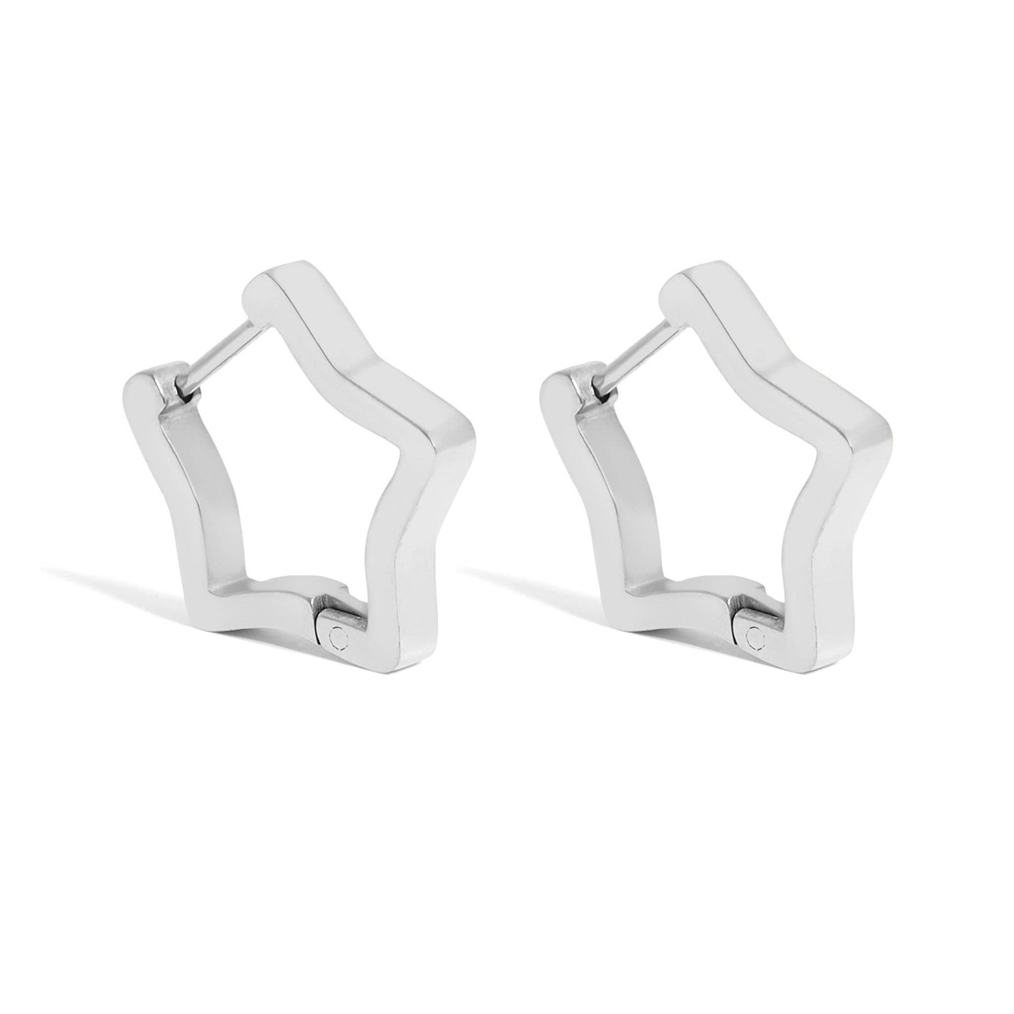 WJW - Vendita all'ingrosso Orecchini a cerchietto - Orecchini Star Huggie in acciaio inossidabile PVD oro 18 carati/ERJ00090