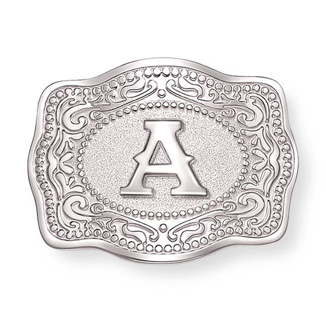 SpurWest Mini Belt Buckle Hatpin (Initial) - Silver for wholesale by SpurWest