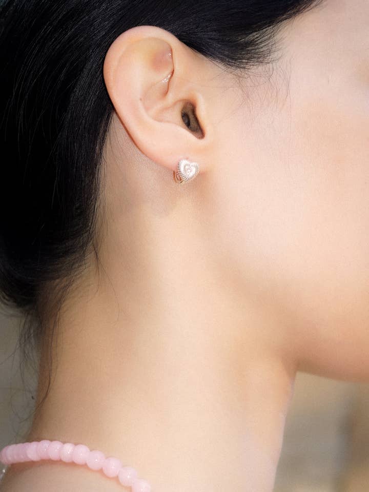 Pink Heart Gem Hoops for wholesale by SOLI STUDIO