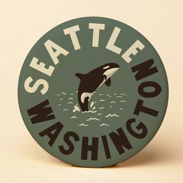 Seattle WA Orca Round Magnet for wholesale by Tender Loving Empire