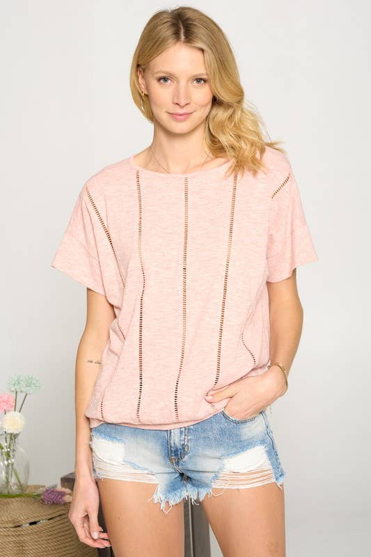 Doe and Rae - Venta al por mayor Blusa - Mujer - Parte superior cuadrada con borde de escalera - 14249T6