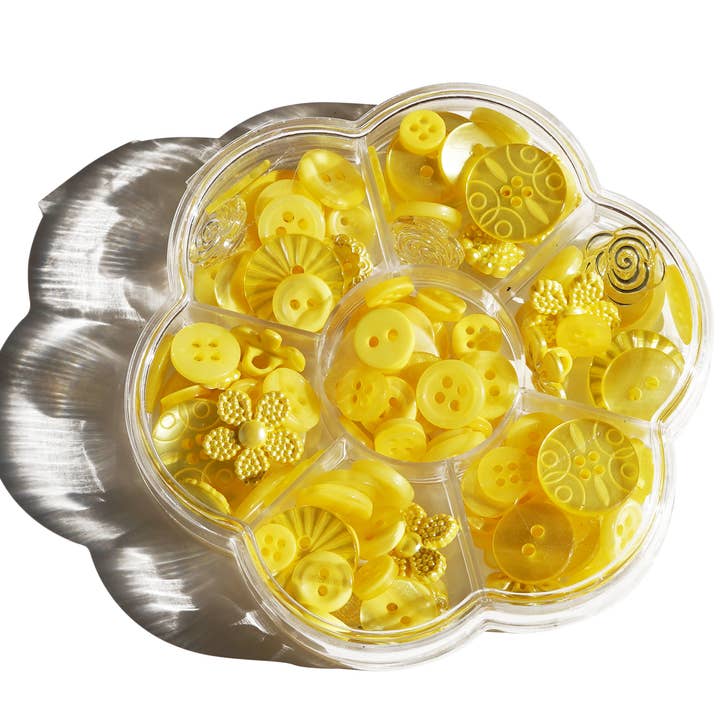 Buttons Galore & More - Wholesale Sewing Button/Snap - Treasure Box Fancy Designer Button Assortment Yellow Buttons2