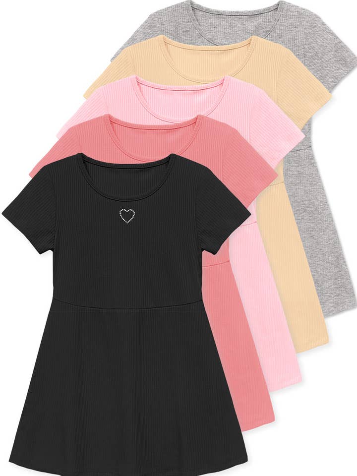 Robe patineuse fille S/S BB-GKD-D24-3640B-321 avec cœur en strass pour la vente par BonnieBianca