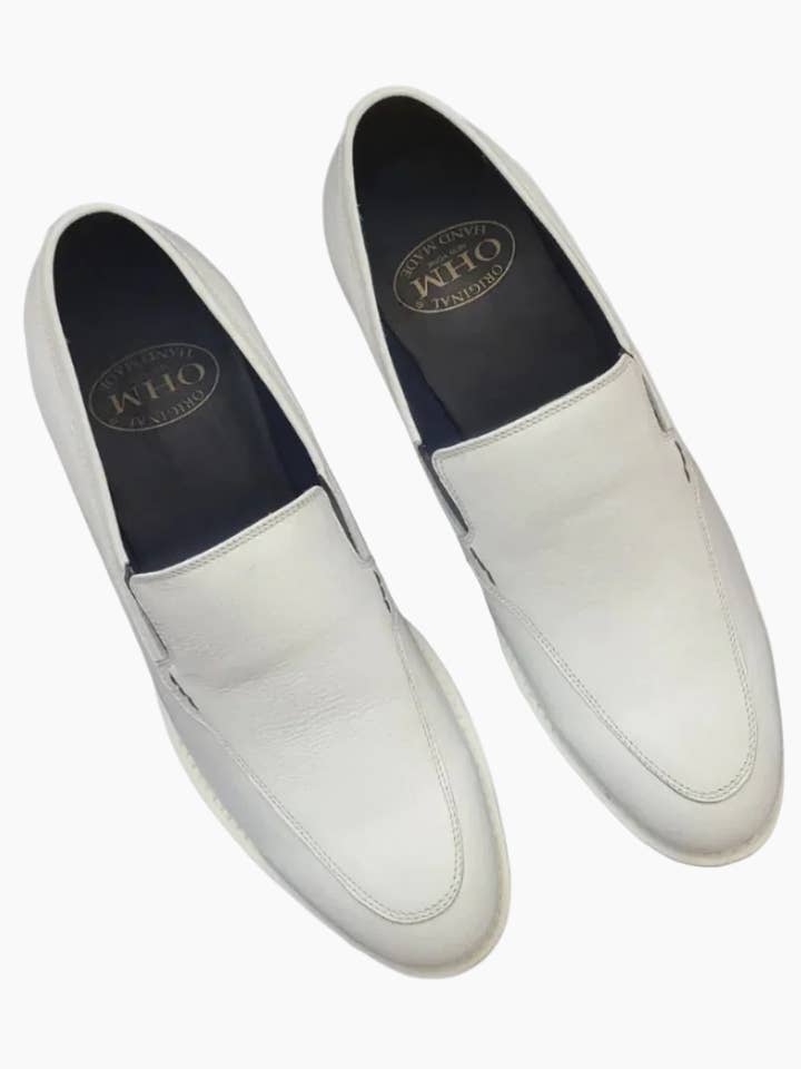 OHM Sleek Design White Slip-on Leather Shoes for wholesale by OHM New York