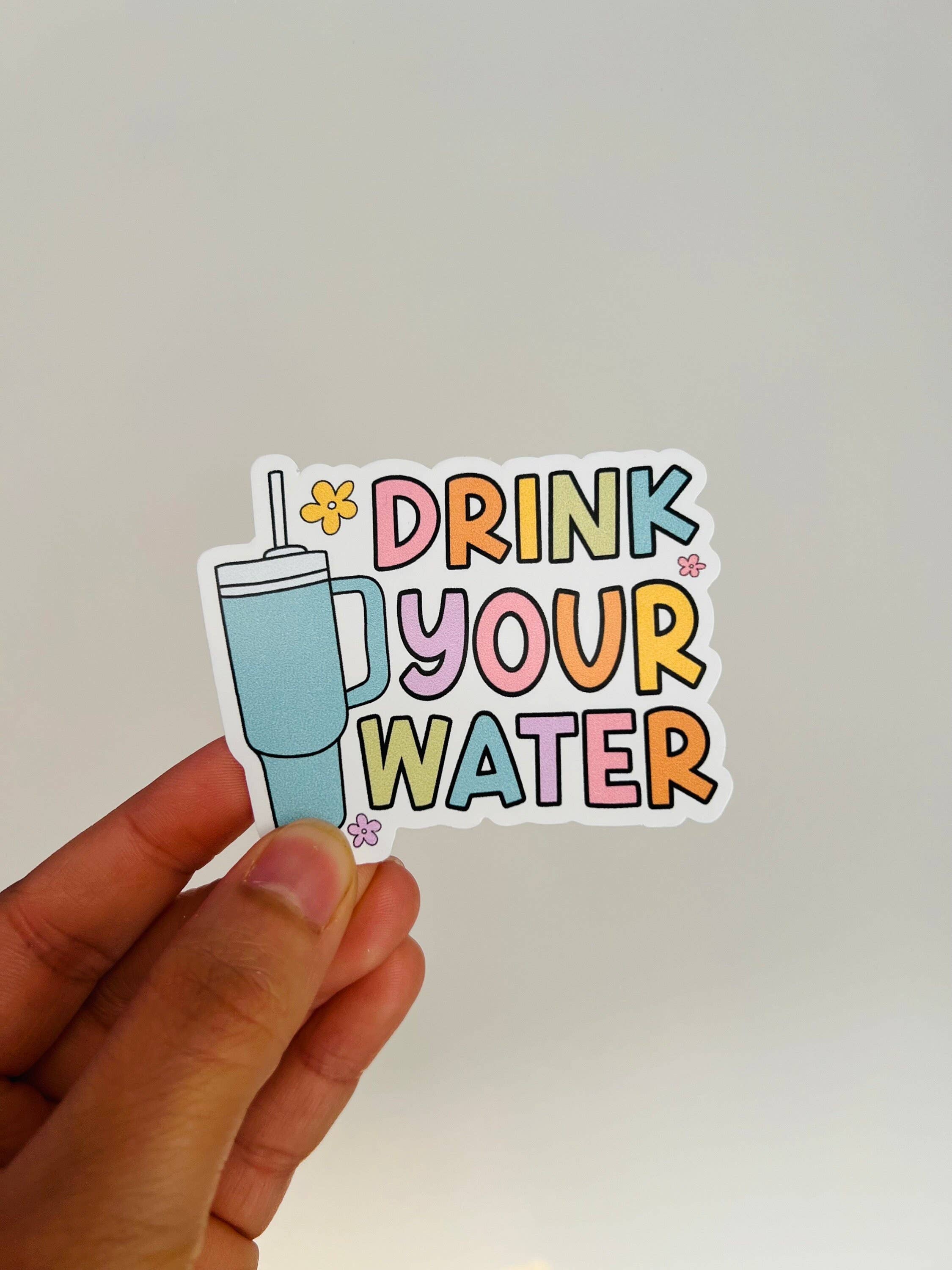 Thirty Three Prints - Vente Autocollant - Autocollant en vinyle "Buvez votre eau" : Autocollant brillant pour le soin de soi1