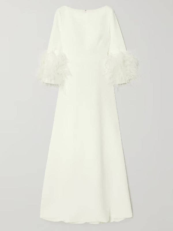 FurDecoration - Wholesale Dress - Women's - Black & White Feather Sleeve Party Dress7