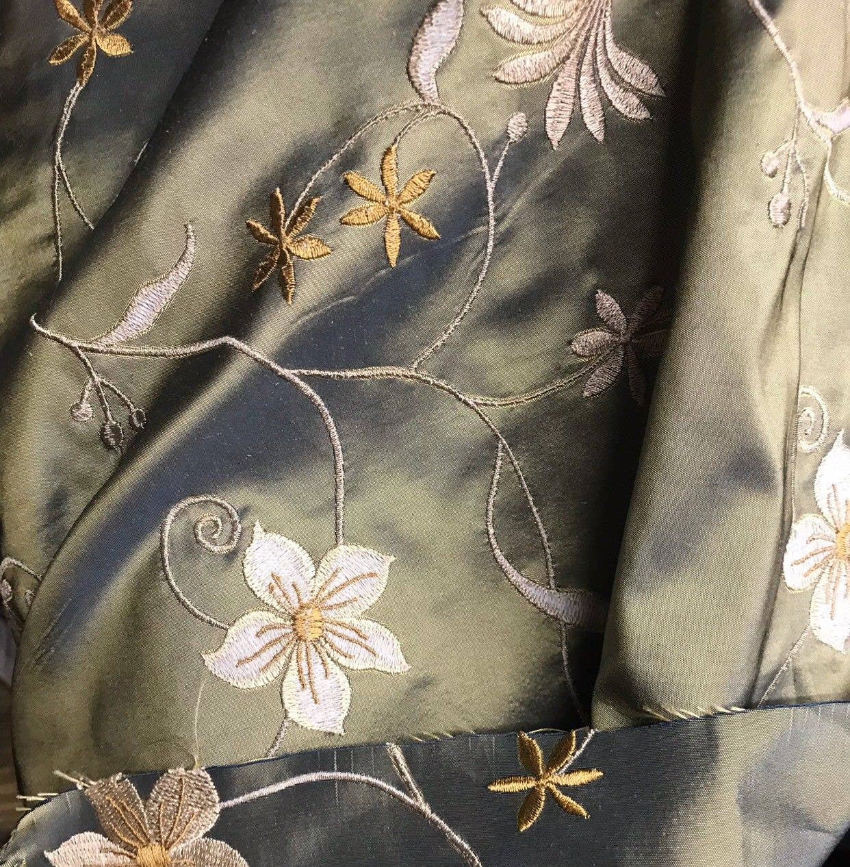 Fancy Styles Fabric - Wholesale Embroidery/Cross Stitch Supplies - NEW! SALE! 100% Silk Taffeta Embroidered Floral Fabric - By The Yard4