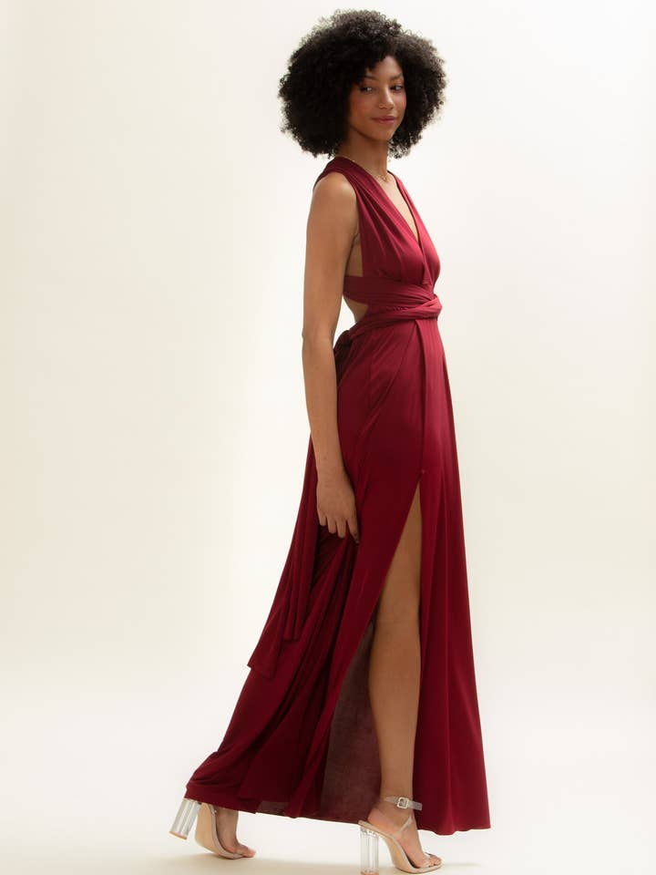 Slit Dress Burgundy for wholesale by Twobirds New York
