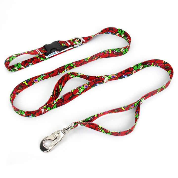Tiffany Poppies Fab Grab Leash - Made in USA - Three Handles for wholesale by Buttonsmith