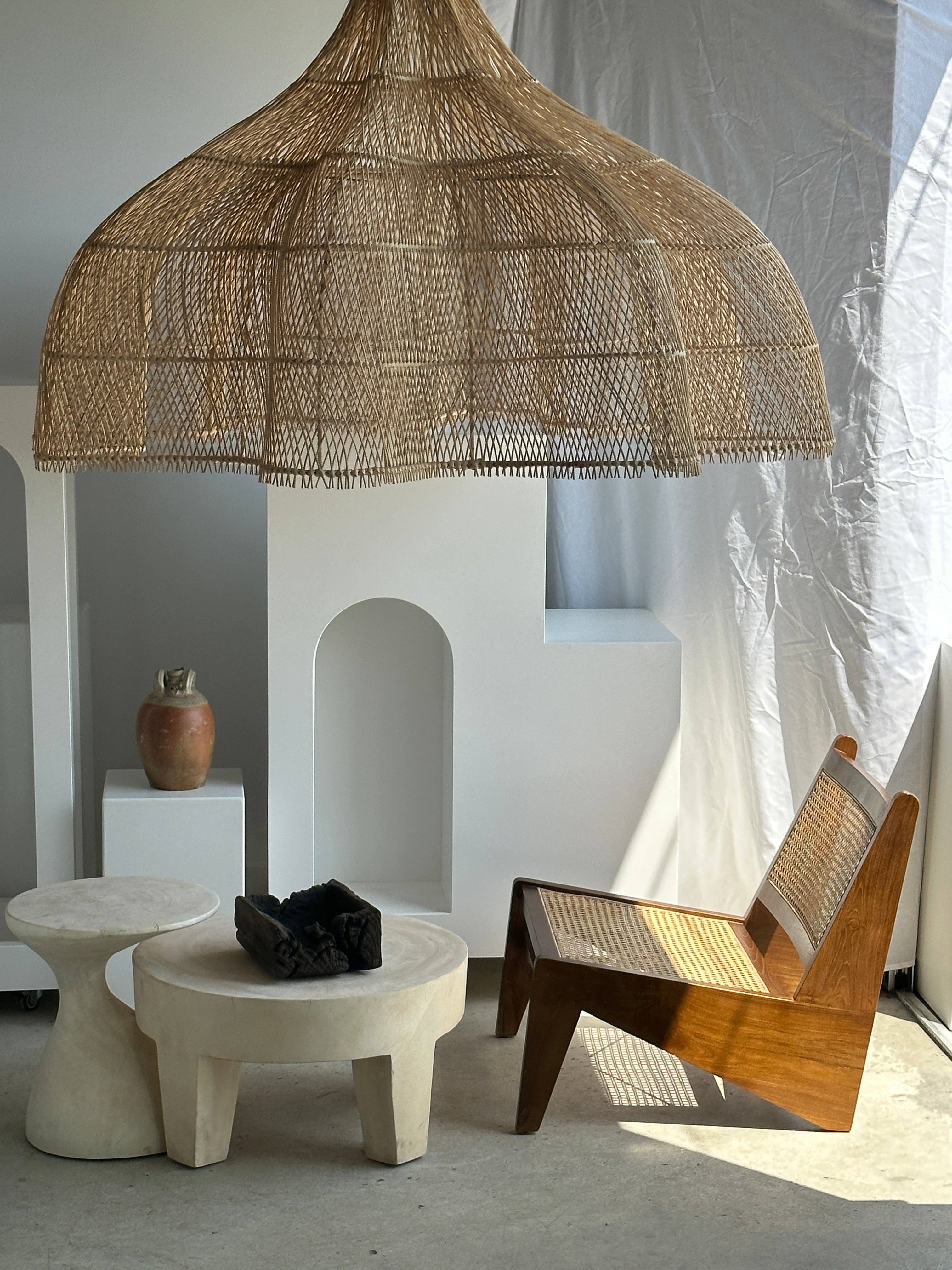 Office Objets - Wholesale Chandelier/Hanging Light - Immense rattan suspension in the shape of a flower, tulip, corolla H:1m; D:1m5083