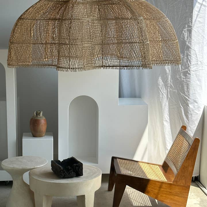 Office Objets - Wholesale Chandelier/Hanging Light - Immense rattan suspension in the shape of a flower, tulip, corolla H:1m; D:1m5083