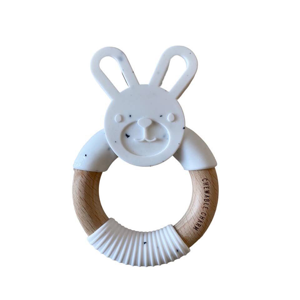 Bunny Silicone + Wood Teether - Moonstone for wholesale by Chewable Charm