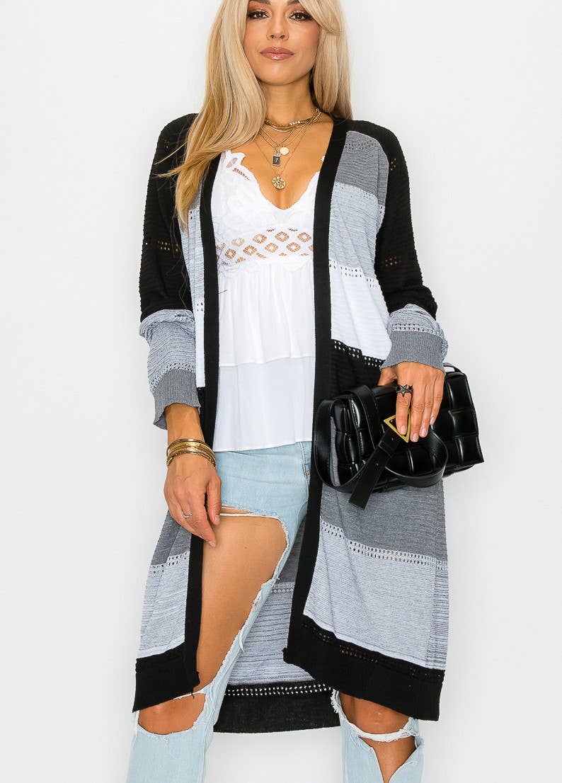 Cezele – wholesale Cardigan – Women’s – Color block Long Sleeve Cardigan7