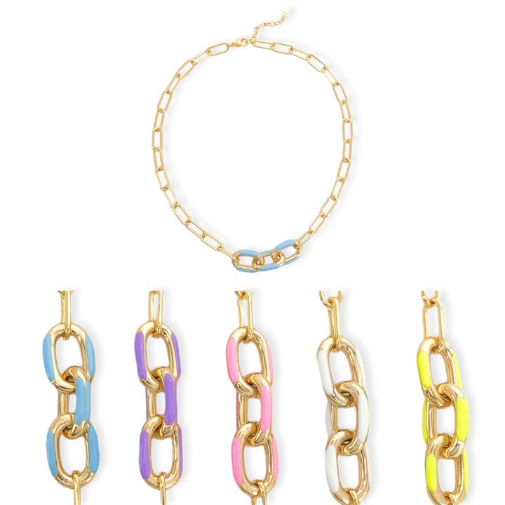 ANK379 - Enamel Paperclip Chain* for wholesale by OMG Blings