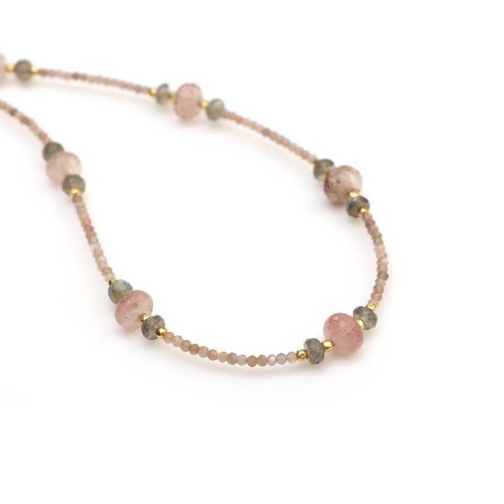 Multi Gemstones Sterling Silver Delicate Beaded Necklace for wholesale by Fine Facets