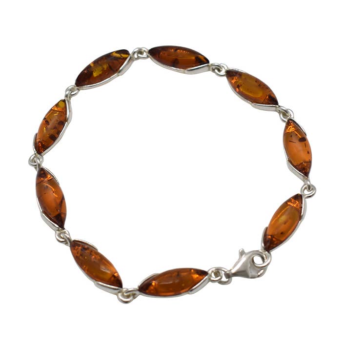 Bracciale a maglie in argento color ambra cognac per la vendita all'ingrosso da parte di Amberman
