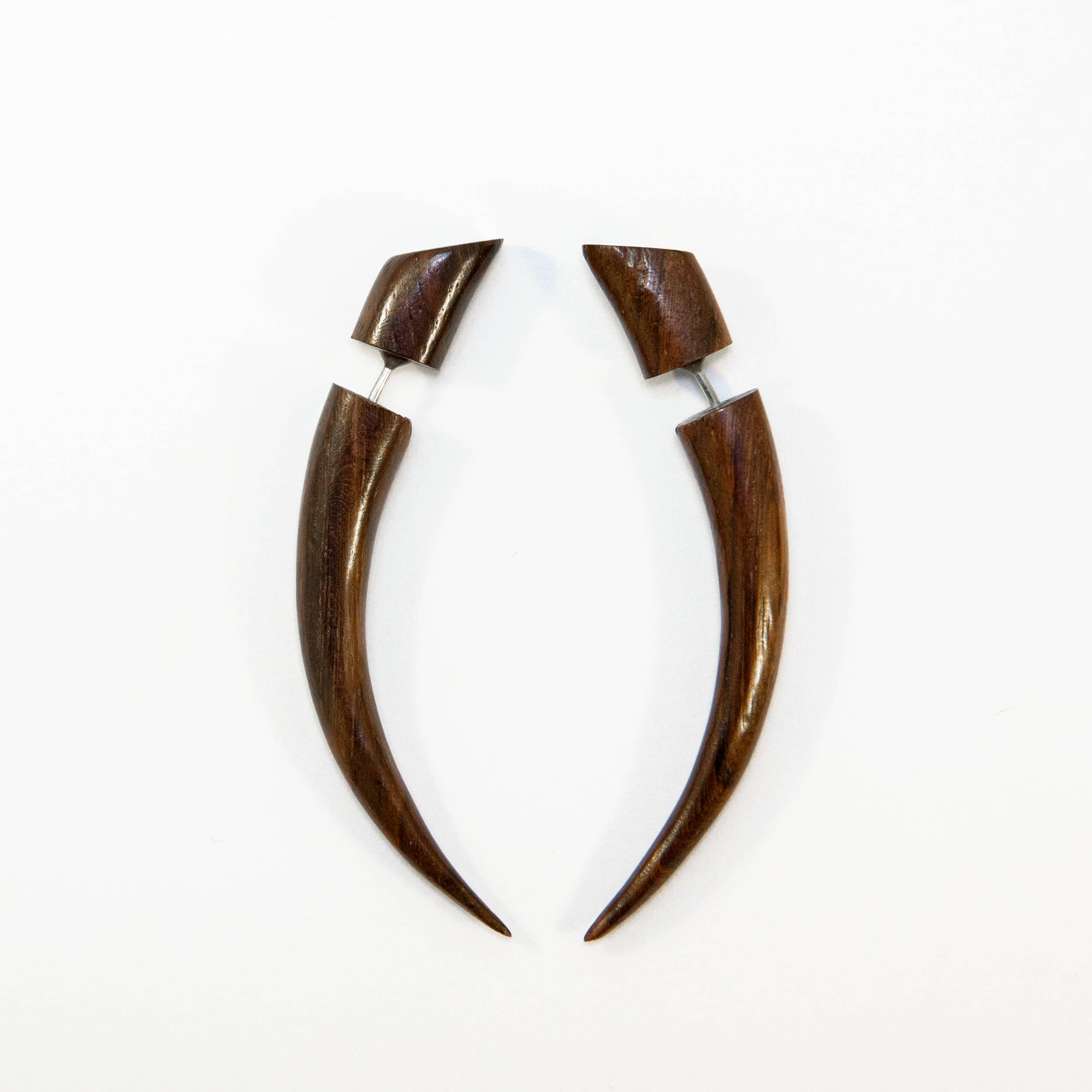 Ajmer by Jodi - Wholesale Dangle Earrings - Small Wood Spike Faux Gauges ~ fake gauge earrings1