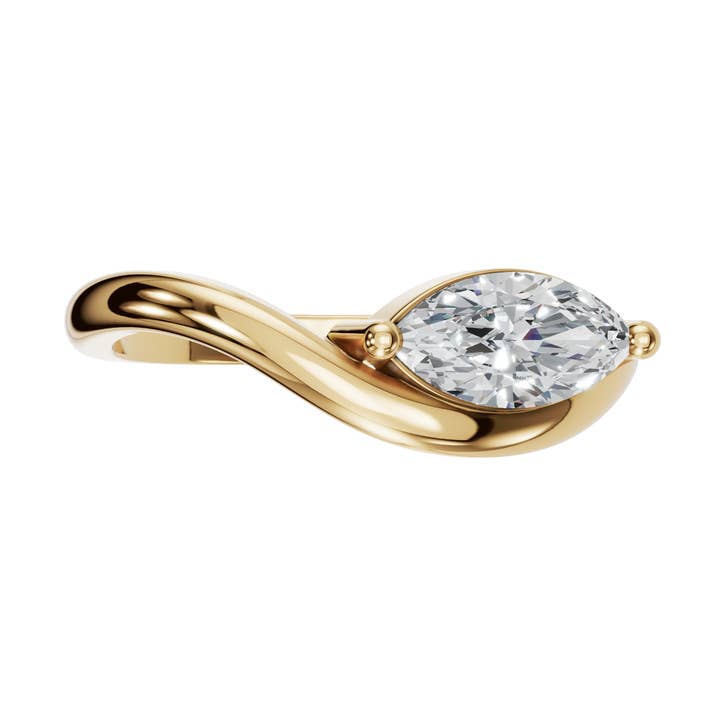 0,65 ct labbodlad diamant solitärring med kurva i 14K massivt guld för wholesale av PureYou Jewelry