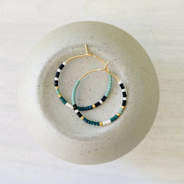 Girls Day Out by Amy Houston - Wholesale Hoop Earrings - Sea Foam miyuki glass beaded hoop earrings1