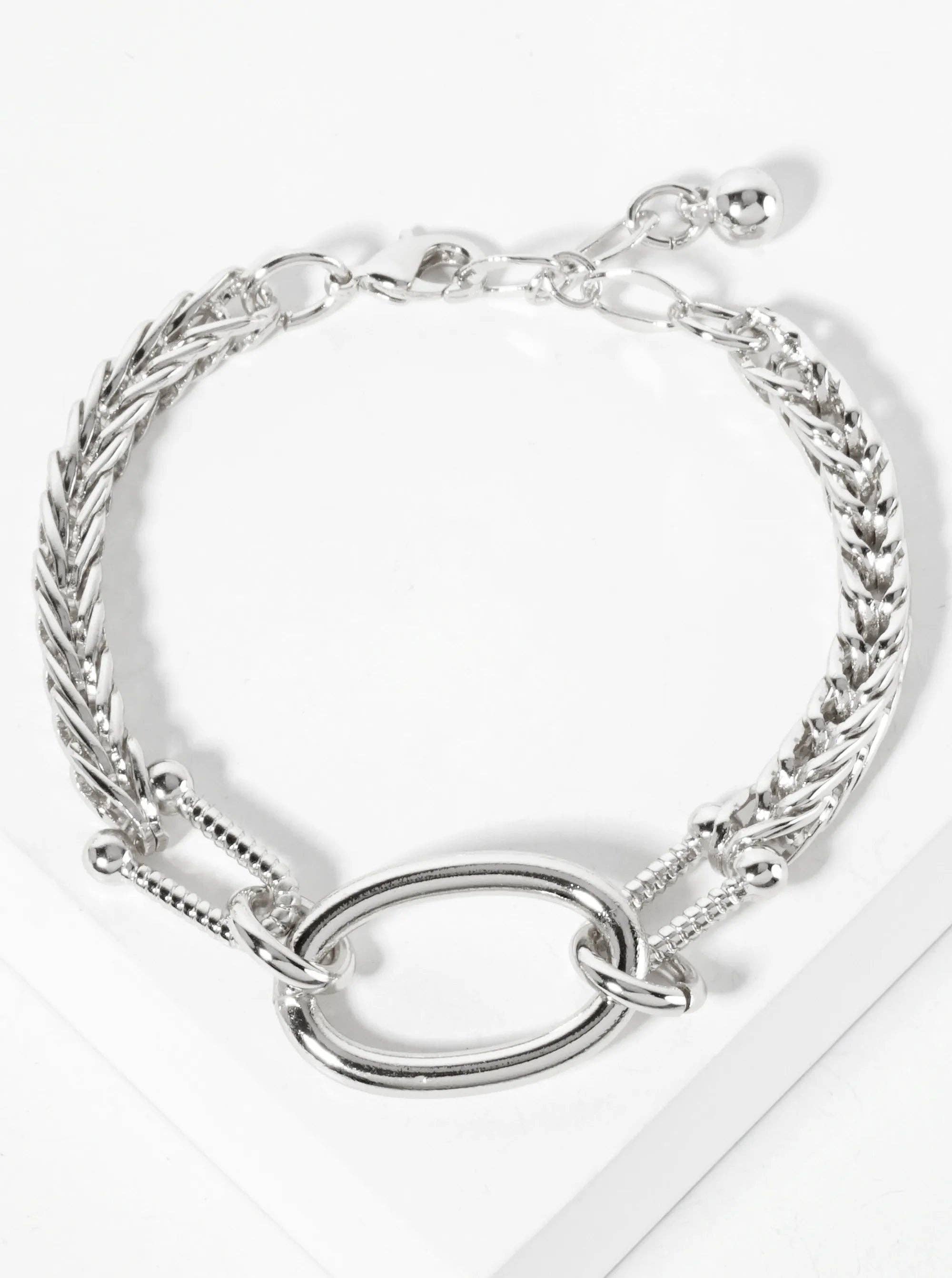 Wild Honey - Wholesale Link & Chain Bracelet - 18K-Gold-Dipped Polished Brass 5mm Wheat-Chain Bracelet With 25mm Oval Accents3