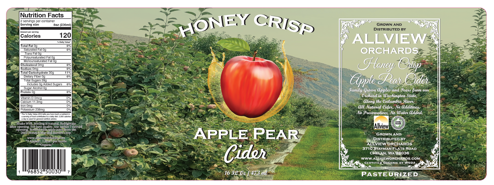 ALLVIEW ORCHARDS - Vendita all'ingrosso Sidro - Offerta - Sidro Mela Honeycrisp e Pera Bartlett - Bottiglia di vetro da 473 ml1